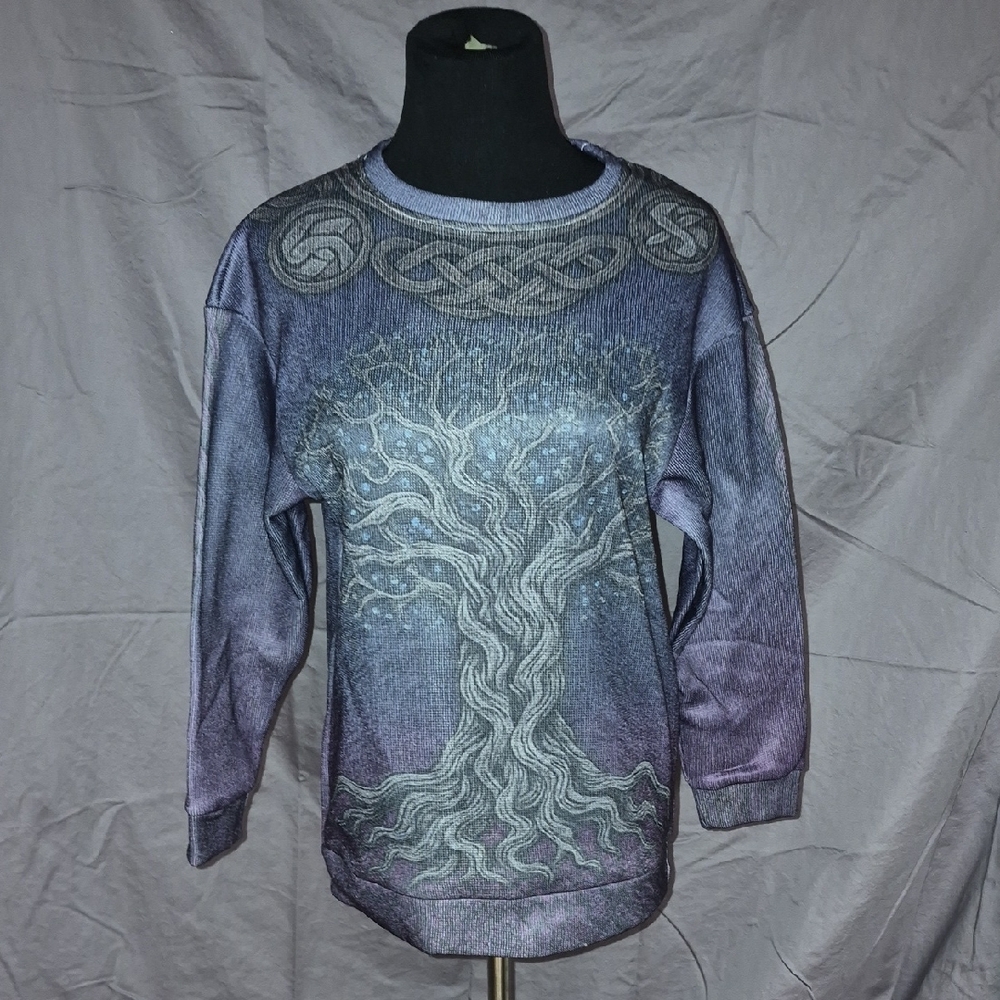 Source Unknown Purple Long Sleeve Tee with Tree Design